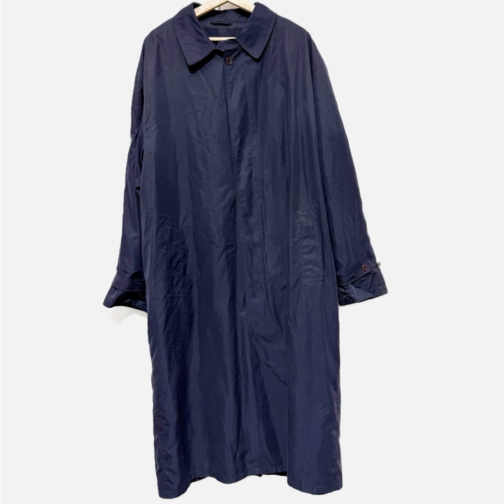 L.L. Bean Freeport Maine Men's Vintage Overcoat Trench Coat Navy Made In USA LT